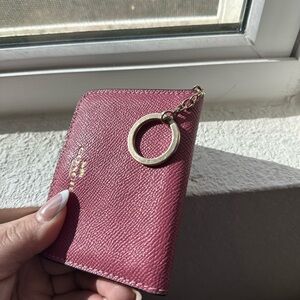 Coach Pink & White Keychain Wallet